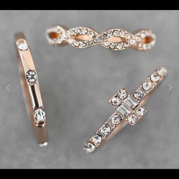 ❤️gorgeous stackable 3 PCs rose gold ring set - Picture 4 of 4